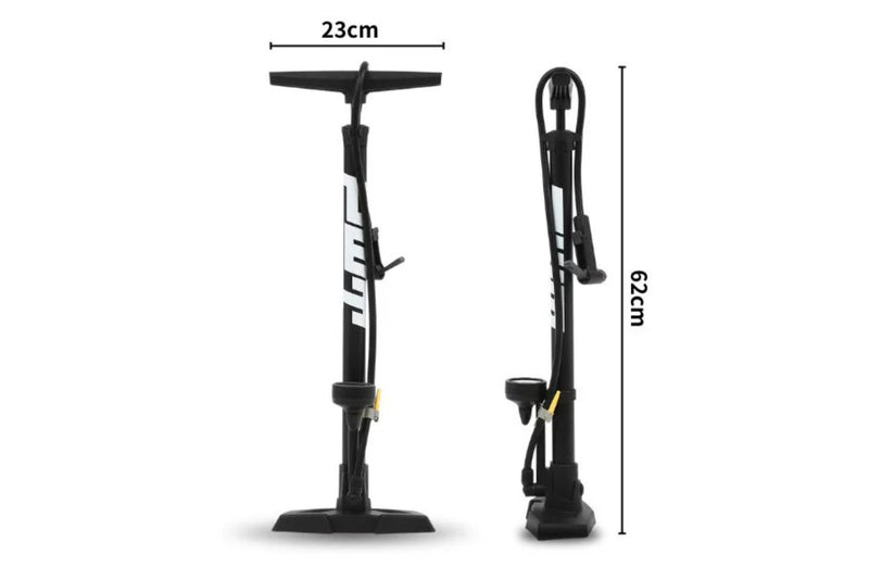 PWT 自転車 空気入れ ワンタッチロック ゲージ付きフロアポンプ 仏式/米式/英式対応 ブラック FP01E
