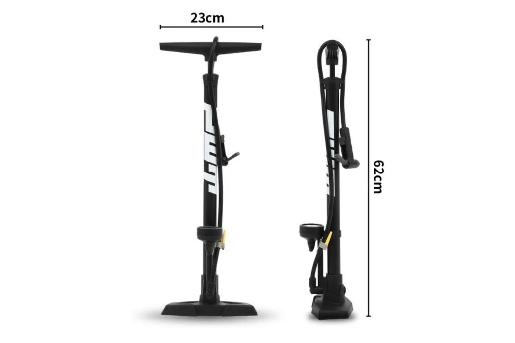 PWT 自転車 空気入れ ワンタッチロック ゲージ付きフロアポンプ 仏式/米式/英式対応 ブラック FP01E