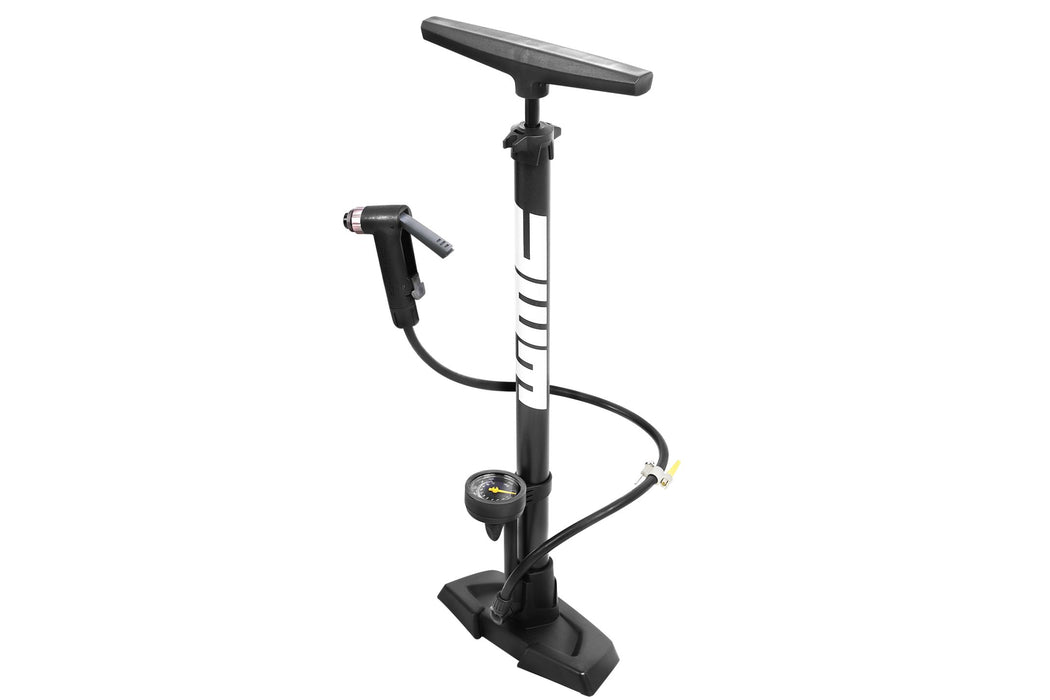 PWT 自転車 空気入れ ワンタッチロック ゲージ付きフロアポンプ 仏式/米式/英式対応 ブラック FP01E