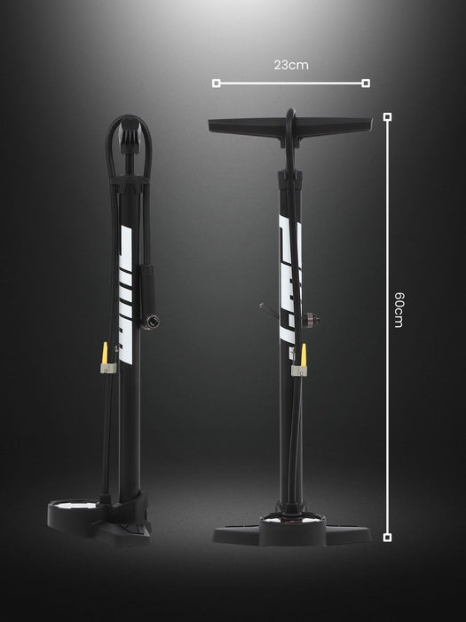 PWT 自転車 フロアポンプ 空気入れ 空気圧計付き｜全バルブ対応（仏式・米式・英式） 高精度メーター搭載｜ロードバイク・MTB・ママチャリ・ボール・浮き輪対応 FP03L