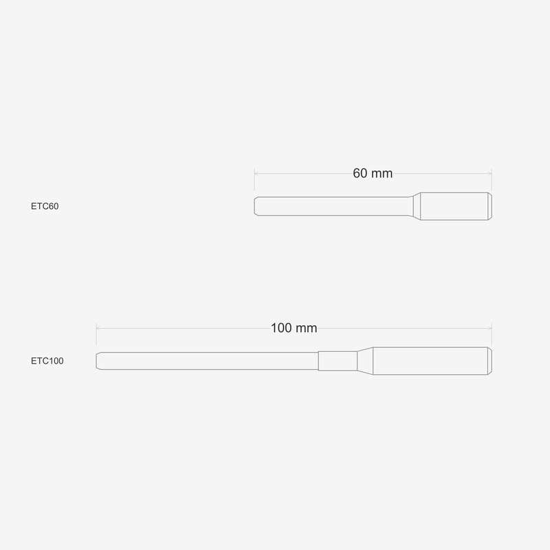ETC60 全長60mm・ETC100 全長100mm 同じ縮尺の寸法図