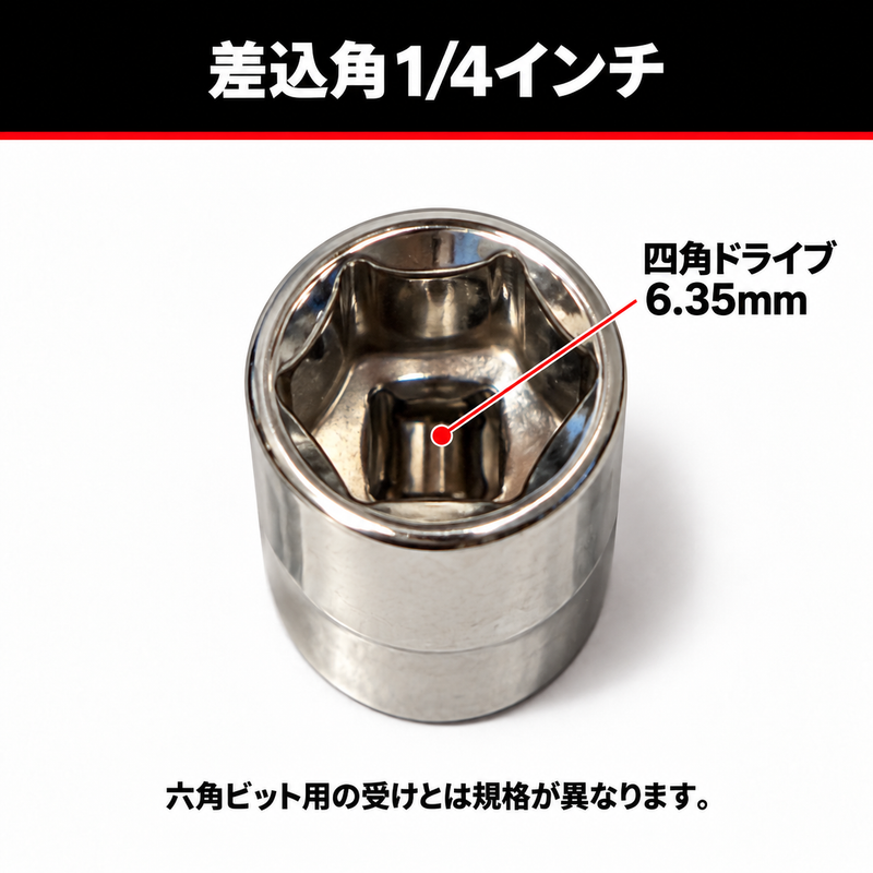 差込角1/4インチ 四角ドライブ6.35mm