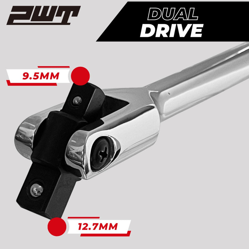 PWT スピンナーハンドル ブレイカーバー ソケットレンチ デュアルドライブ 1/2インチ（12.7mm) 3/8インチ(9.5mm) 全長420mm FH-DUAL15 - PWT トルクレンチ・ソケット工具などオリジナル工具専門店