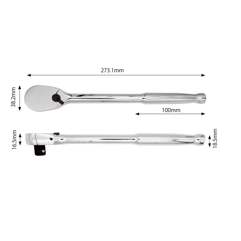 PWT 12.7mm 1/2インチ ラチェットハンドル 長さ10インチ SRH12SH10 - PWT トルクレンチ・ソケット工具などオリジナル工具専門店