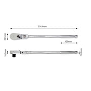 PWT 12.7mm 1/2インチ ラチェットハンドル フレックス 長さ14インチ SRH12FLSH14 - PWT トルクレンチ・ソケット工具などオリジナル工具専門店