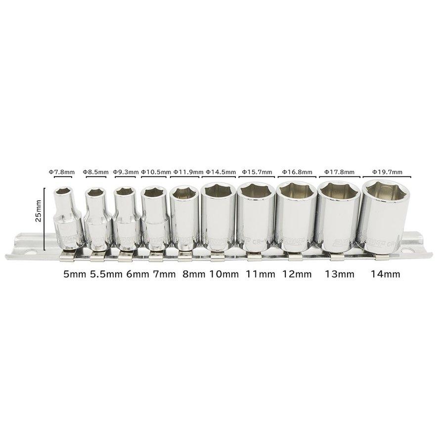 1/4インチ 6.35mm 6角 ソケットセット 10本組 5～14mm ISS14SET | PWT