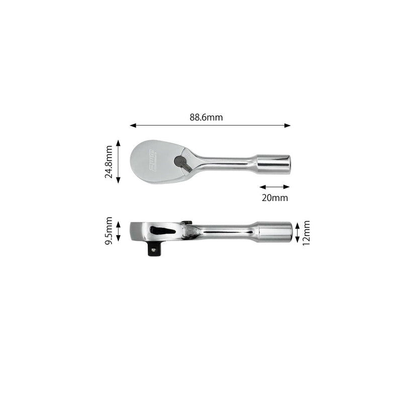PWT 6.35mm 1/4インチ ラチェットハンドル 長さ3インチ SRH14SH3 - PWT トルクレンチ・ソケット工具などオリジナル工具専門店