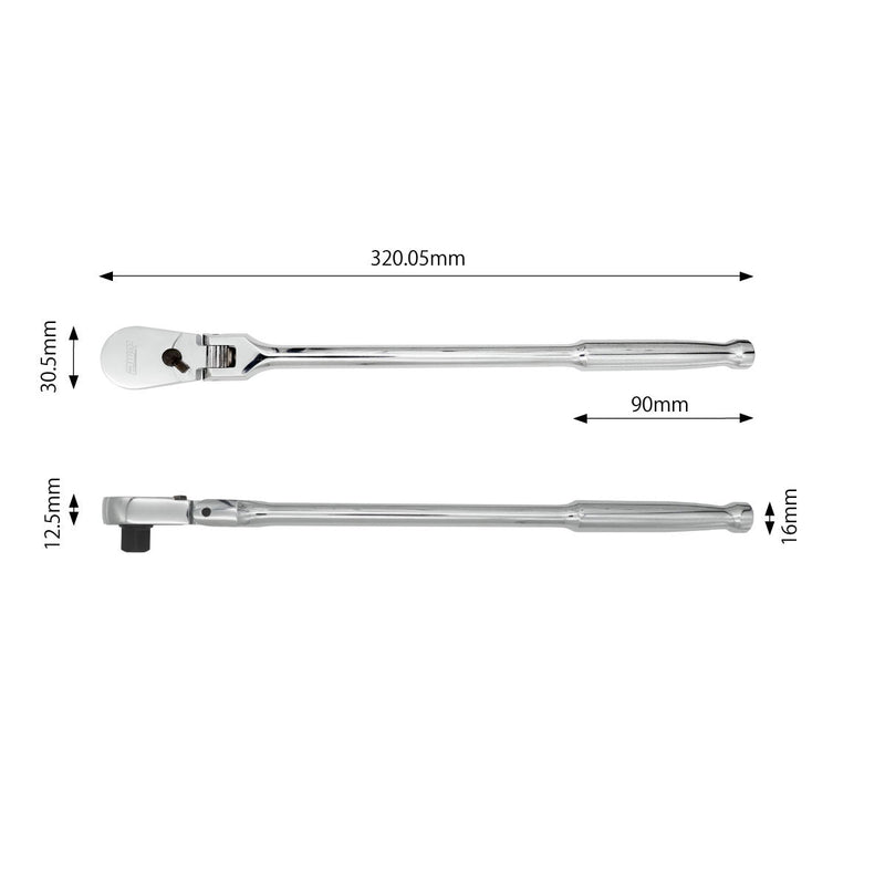PWT 9.5mm 3/8インチ ラチェットハンドル フレックス 長さ12インチSRH38FLSH12 - PWT トルクレンチ・ソケット工具などオリジナル工具専門店
