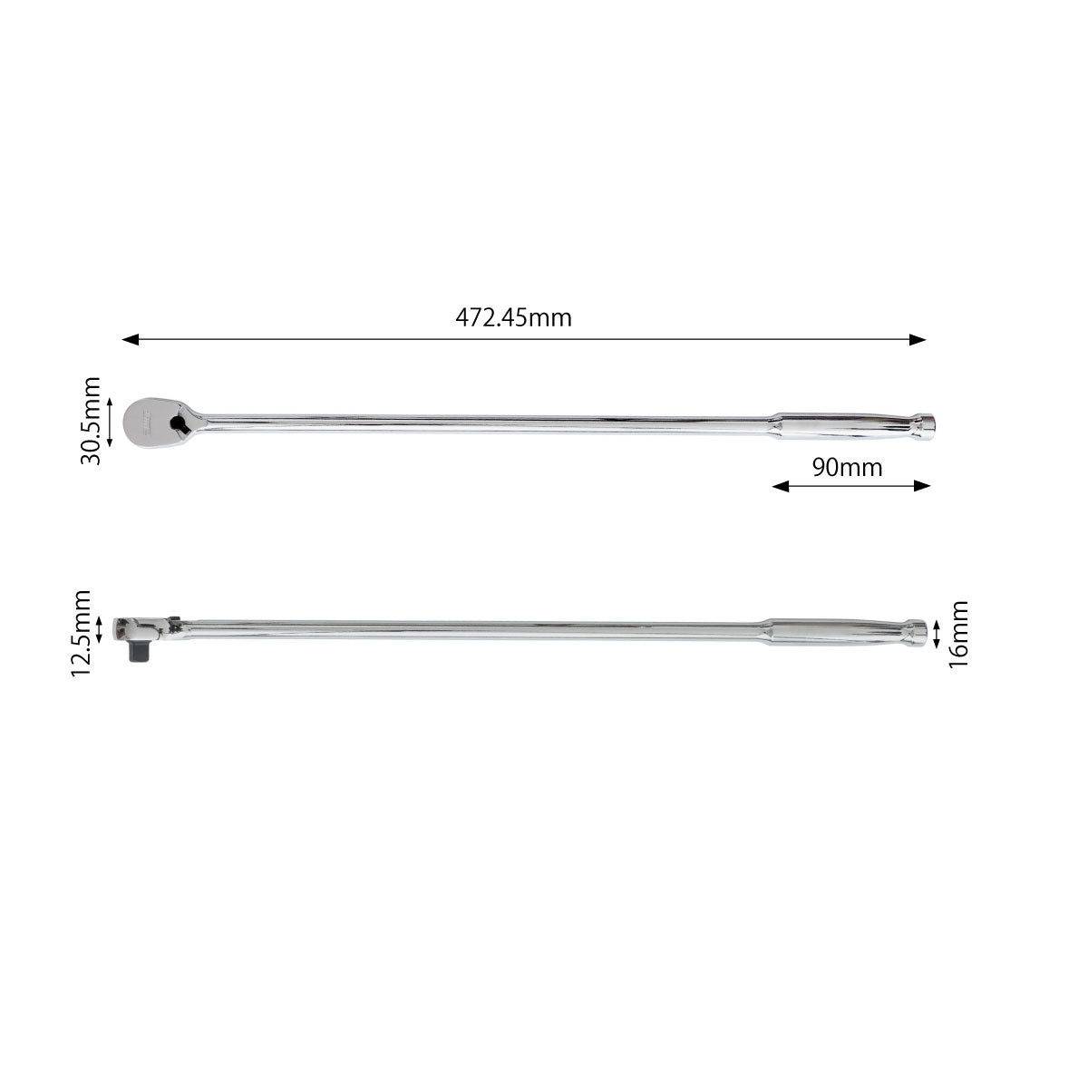 9.5mm 3/8インチ ラチェットハンドル 長さ18インチ SRH38SH18 | PWT