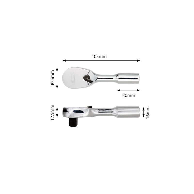PWT 9.5mm 3/8インチ ラチェットハンドル 長さ3.5インチ SRH38SH312 - PWT トルクレンチ・ソケット工具などオリジナル工具専門店